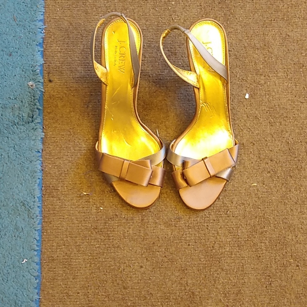 NWOT J. Crew Satin Kitten Heels in Taupe and Gray